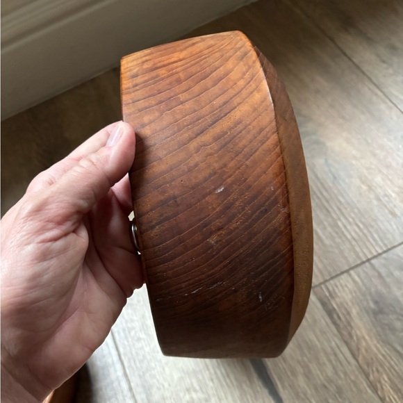 Vintage Mid Century Teak Wood Salad Bowl Set Large 9” Serving Bowl Two 6” Bowls - Picture 10 of 16